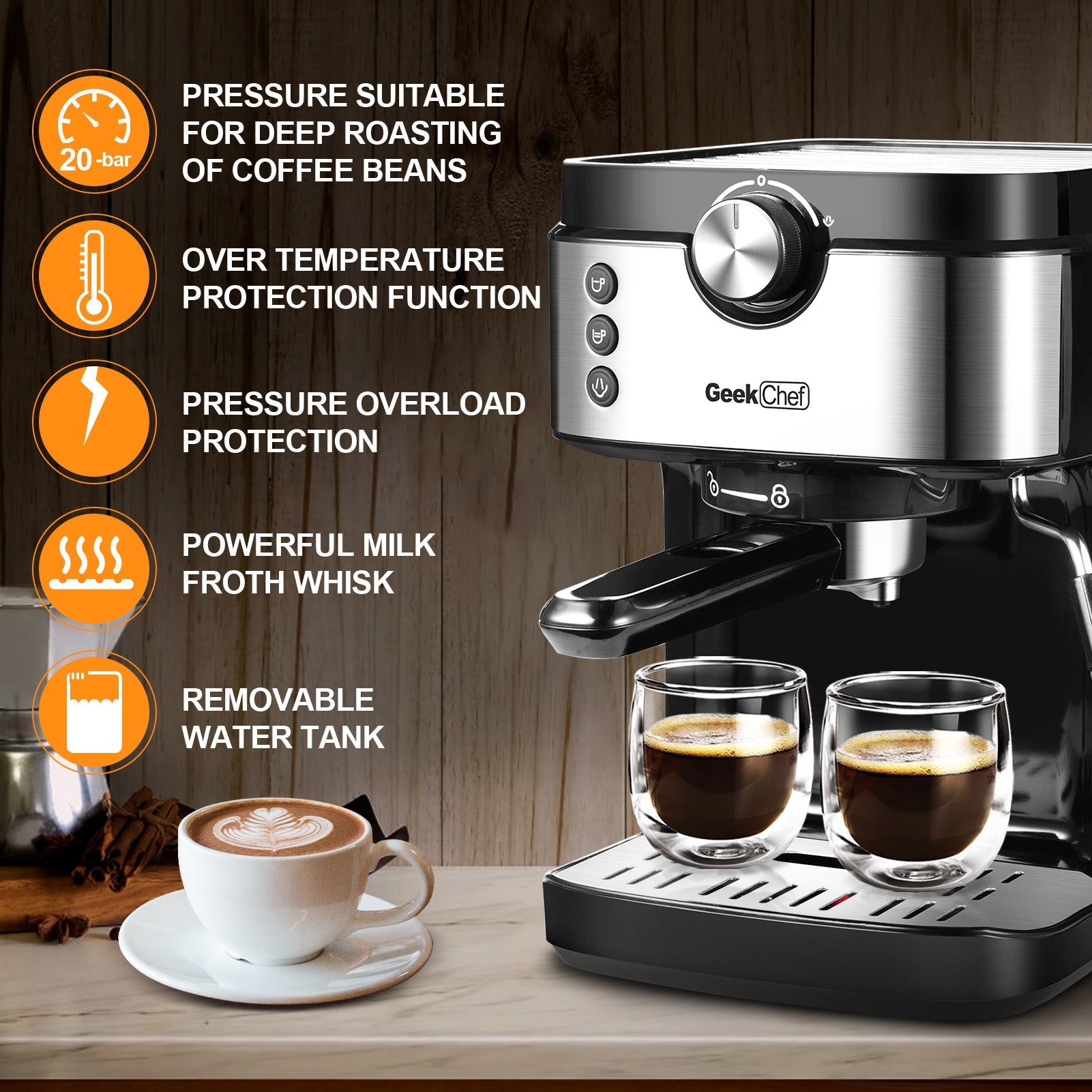 Espresso Machine 20 Bar Coffee Maker Machine - Premium Home & Garden from Teal Simba - Just $129.80! Shop now at KXX