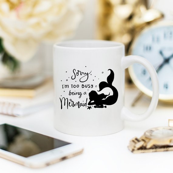 Sorry, I'm Too Busy Being A Mermaid - 11oz Ceramic - Premium Mugs from Magenta Shadow - Just $17.60! Shop now at KXX