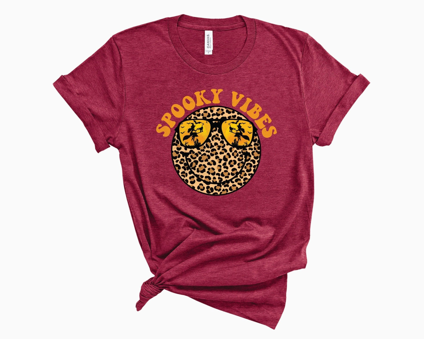 Spooky Vibes Leopard Smiley- Graphic Tee - Premium Gifts from Ivory Milo - Just $24.73! Shop now at KXX