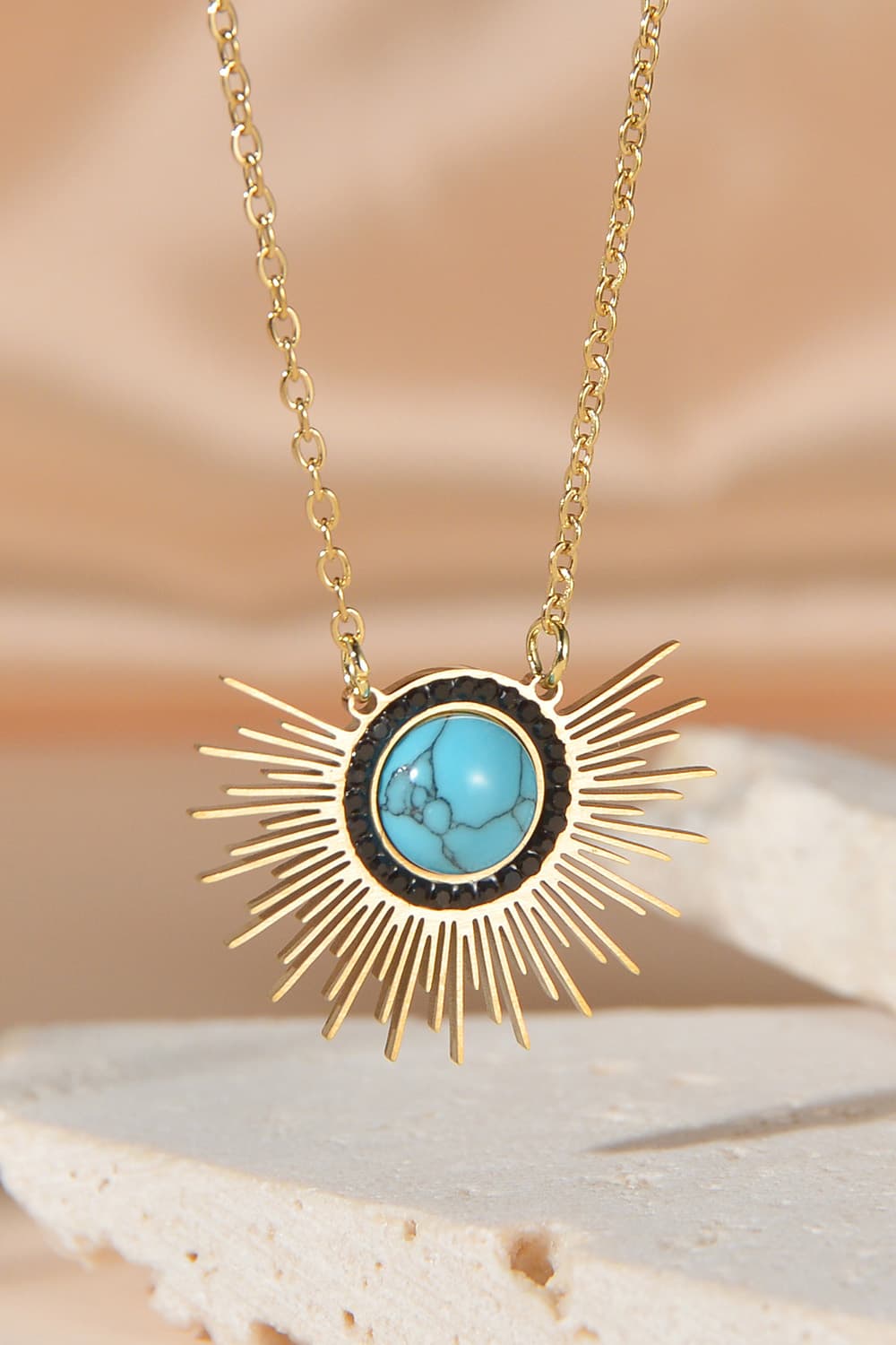 Turquoise 14K Gold Plated Pendant Necklace - KXX  KXX