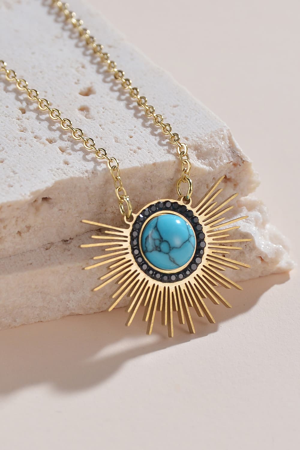 Turquoise 14K Gold Plated Pendant Necklace - KXX