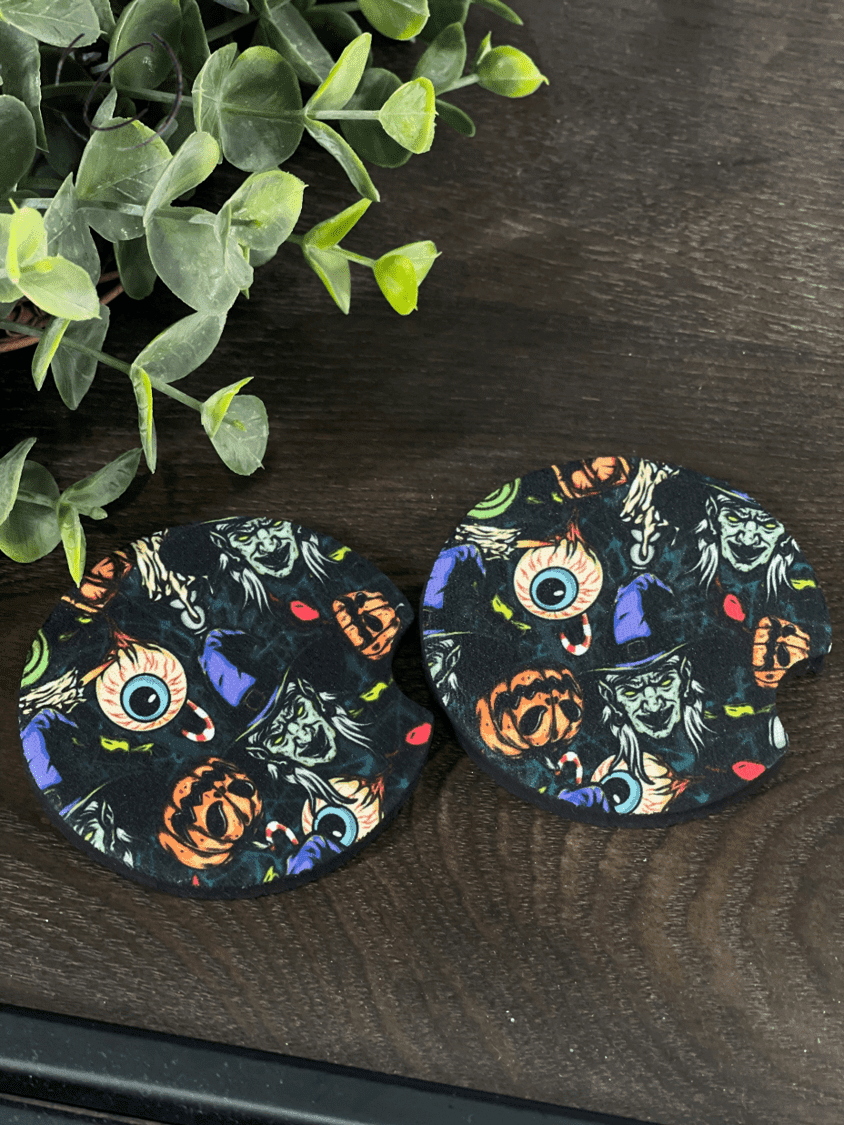 Witches Car Coaster Set - Premium Gifts from Amethyst Lily - Just $9.35! Shop now at KXX